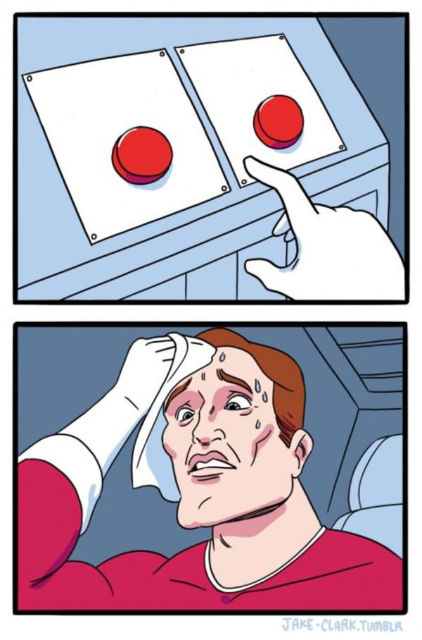 Two Buttons meme about Earthling Co